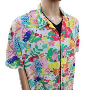 Hello Kitty By Sanrio Mens XXL Hawaiian Shirt Colorful Print